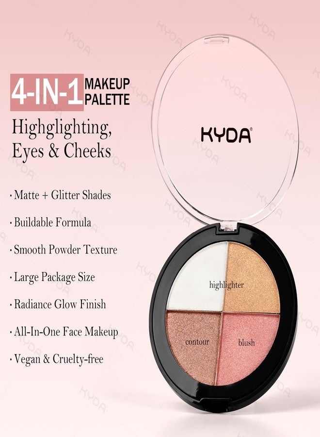 كيدا باليت إضاءة العيون والخدود من كيدا، 4 ألوان، باليت مكياج 4 في 1، حجم كامل يشمل برونزر، هايلايتر، أحمر خدود، وظلال عيون، مكياج تحديد ملامح الوجه، 0.804 أونصة - Image 3